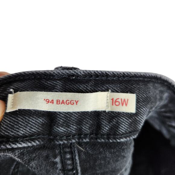 Levi's 94 Baggy Jeans Womens Plus Size 16W Black Stonewash Mid Rise Straight Leg - Picture 8 of 11